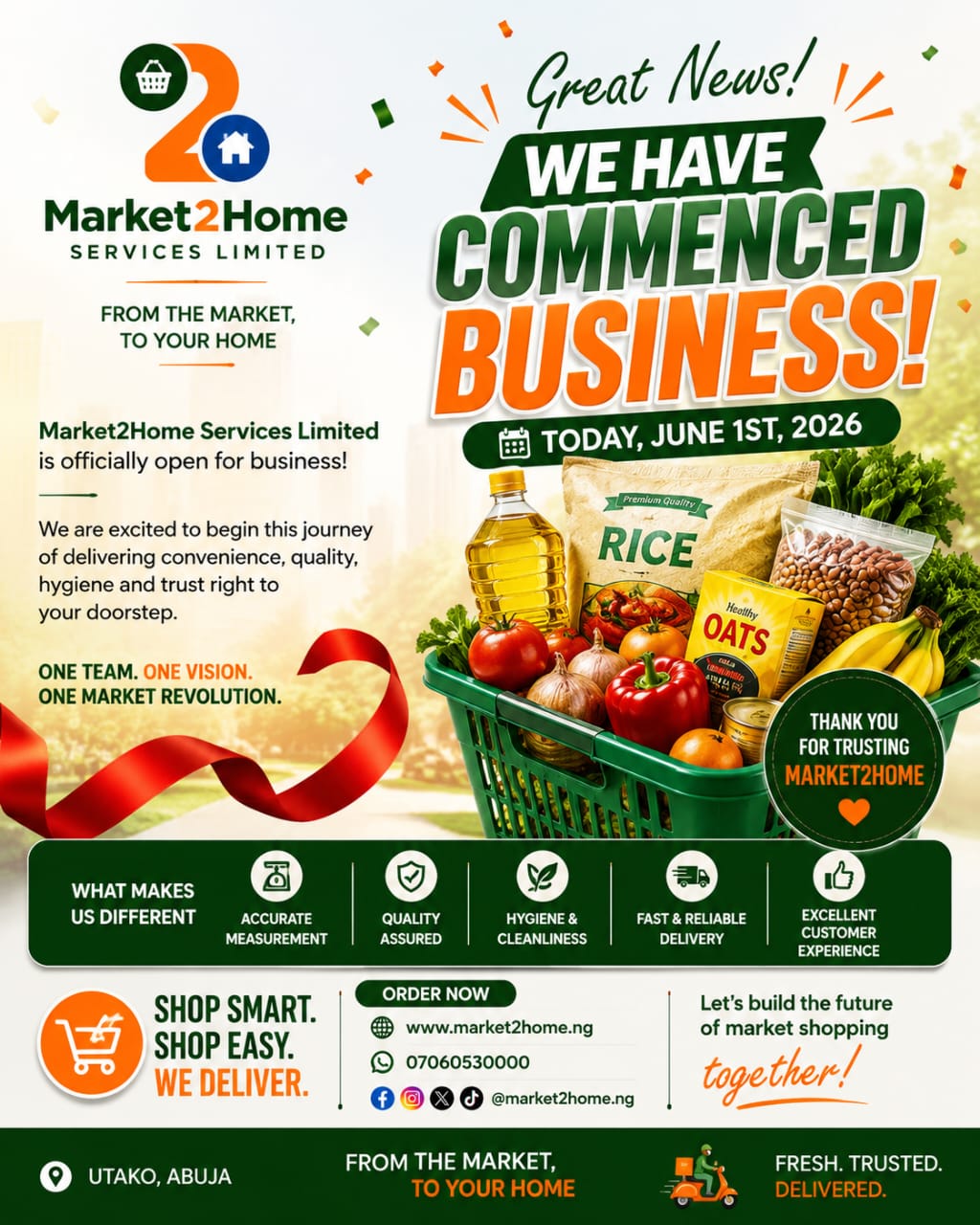 MARKET2HOME COMMENCES OPERATIONS IN ABUJA, TARGETS CLEANER AND MORE TRUSTED DIGITAL MARKET SYSTEM